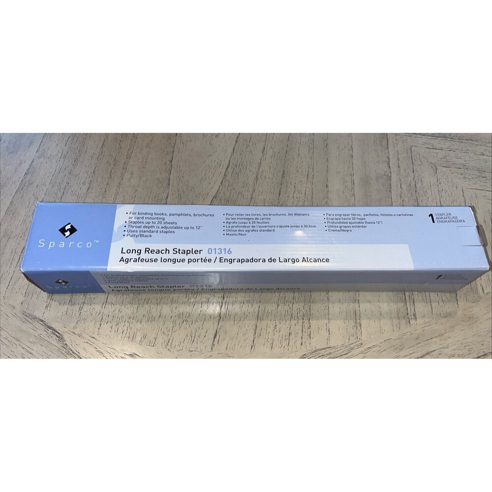 Sparco Long Reach Stapler, 20 Sheet Capacity, Standard Staples, Black #01316